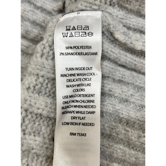 Rachel Zoe Gray White Cableknit Long Sleeve Turtleneck Sweater - Picture 7 of 7